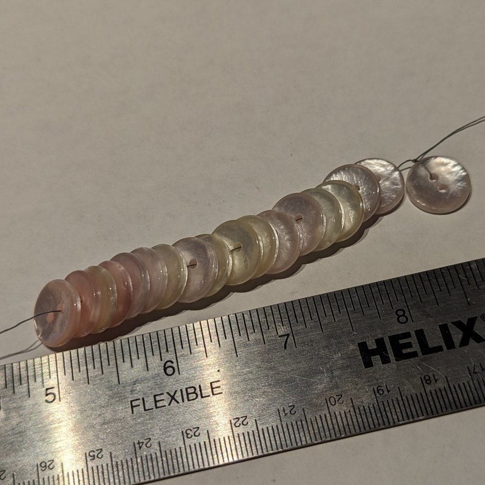 BUTTONS Round Irregular Shell like Cream and Pink Variations 2-Holed 5/8" (18)